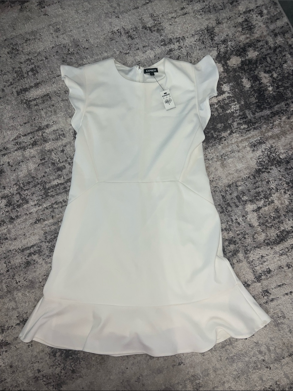Express White Ruffle Sleeve Mini Dress
